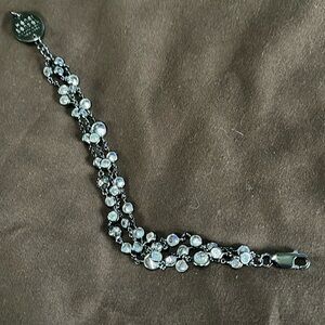 Black metal triple layer bracelet